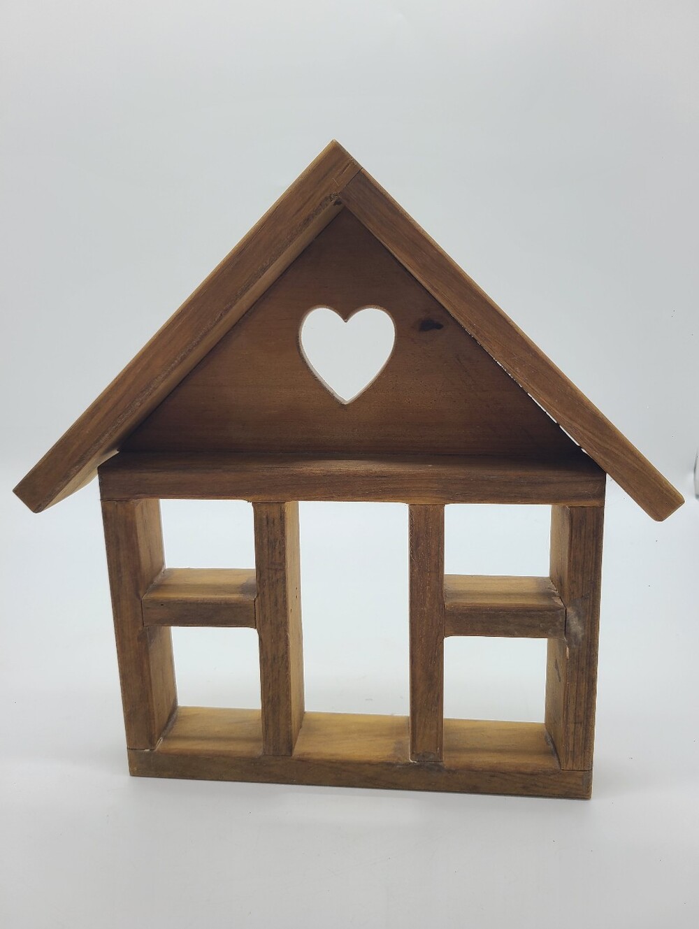 Vintage Cottagecore Wood House Wall Shelf Heart Primitive Farmhouse Decor